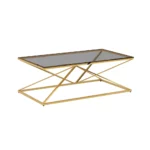 gold and glass rectangle coffee table