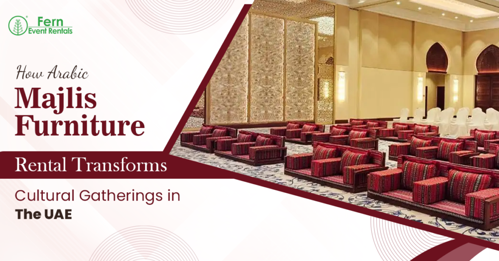 Arabic majlis furniture rental Dubai banner