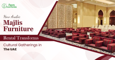 Arabic majlis furniture rental Dubai banner